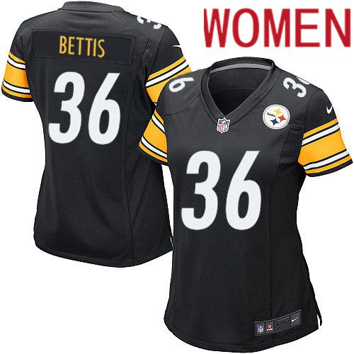 Women Pittsburgh Steelers #36 Jerome Bettis Nike Black Game Player NFL Jersey